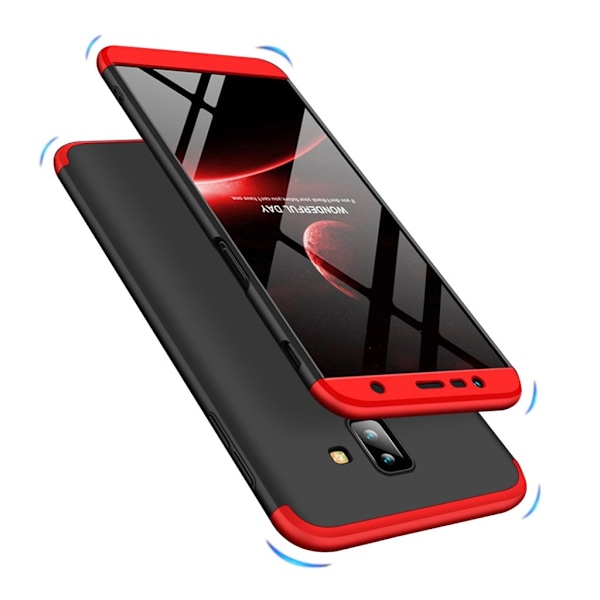 GKK Samsung Galaxy J6 Plus (2018) aftageligt mat etui - Sort / Rød Multicolor