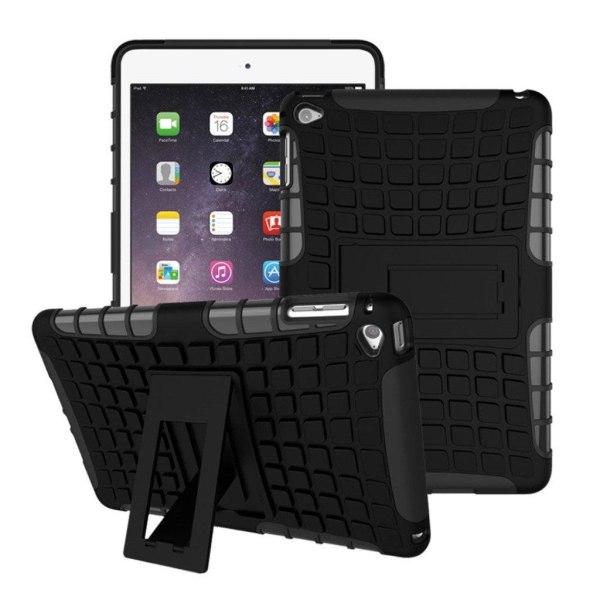 iPad Mini 4 Liukumaton Joustava Muovikuori Standillä - Musta Black