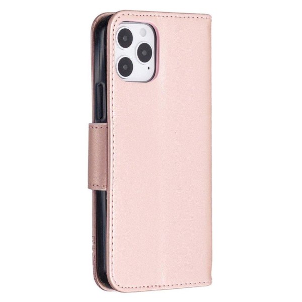 Butterfly iPhone 12 Pro / iPhone 12 nahkakotelo - Ruusukulta Pink