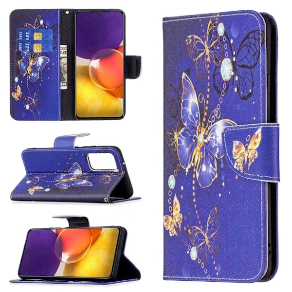 Wonderland Samsung Galaxy A82 5G Läppäkotelo - Butterflies Pattern Purple
