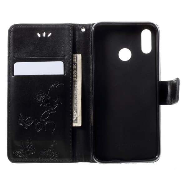 Huawei P20 Lite trykt sommerfugle etui - Sort Black