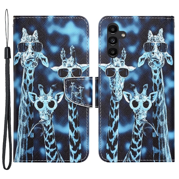 Wonderland Samsung Galaxy A24 4G Flip Etui - Giraffer Blue