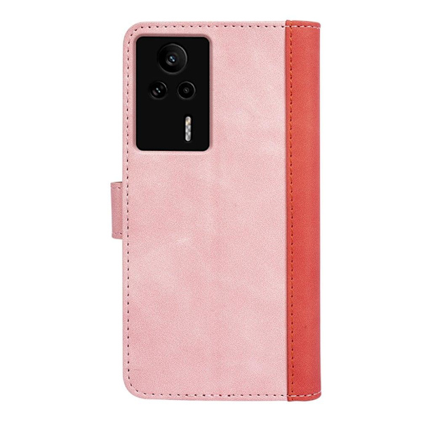 Tvåfärgat Xiaomi Redmi K60E fodral i läder - Rosa Rosa