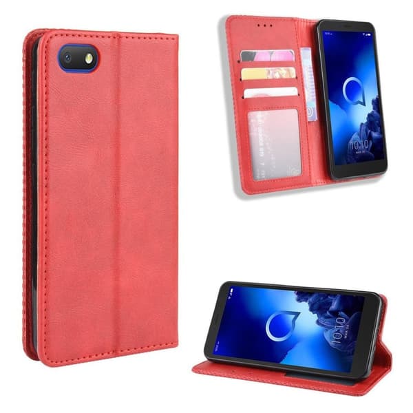 Bofink Vintage Alcatel 1v (2019) Lær etui - Rød Red