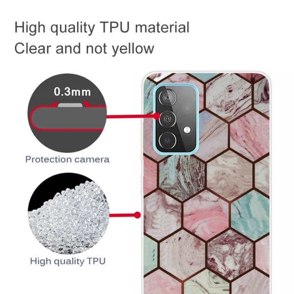 Marble Samsung Galaxy A32 Etui - Honeycomb Klinkekule Mønster Multicolor