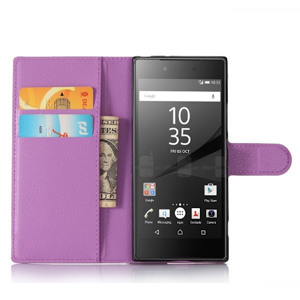 Sony Xperia XA1 litchi fiber läderfodral - Lila Lila