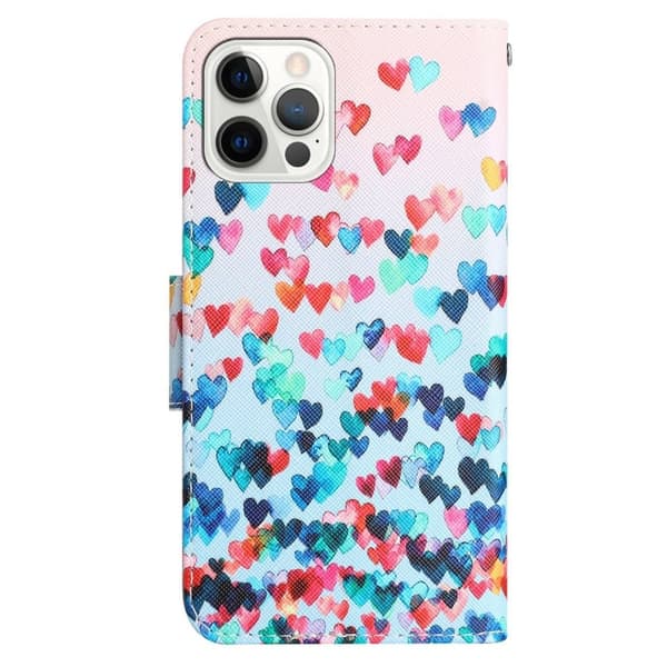Wonderland iPhone 14 Pro Max Läppäkotelo - Love Heart Multicolor