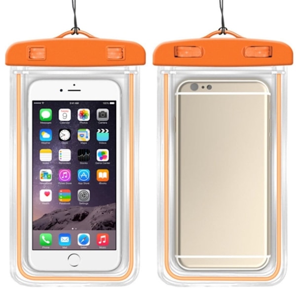 Universell självlysande vattentät väska för 7,2 tums smartphone - Orange Orange