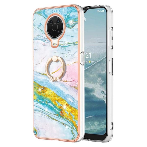 Marble Patterned Suojakuori With Ring Holder For Nokia G10 / G20 - Vihreä And Keltainen Marble Haze Multicolor