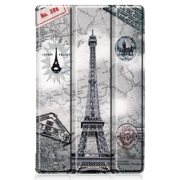 Lenovo Tab M10 FHD Plus Trippelt Mønster Lær Etui - Eiffel Tower Multicolor
