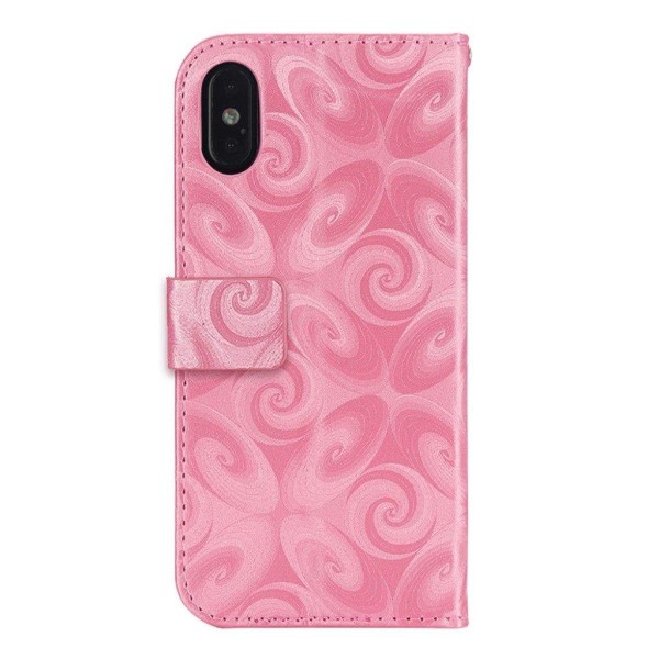 iPhone 9 Plus mobilfodral silikon syntetläder plånbok timglas vinglas glitter - Rosa Rosa