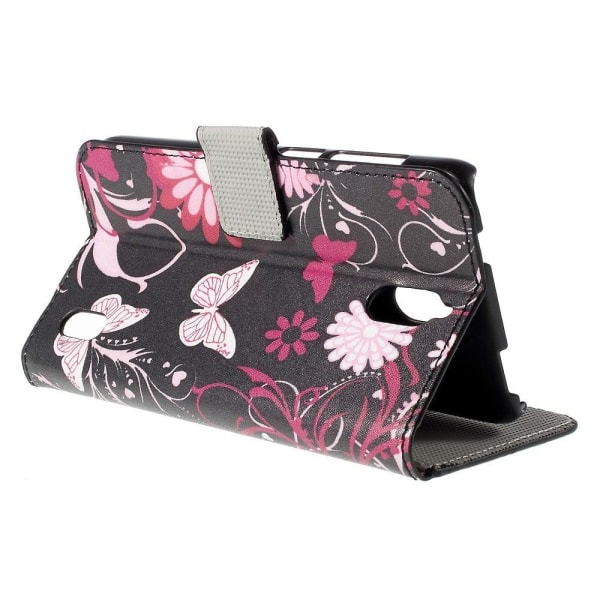 Moberg læderetui til Huawei Y625 med stander og kortholder - Sommerfugle og blomster Multicolor