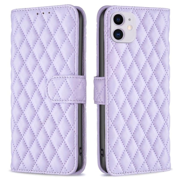 Rombuskuvioinen matta läppäkotelo iPhone 11 - Violetti Purple