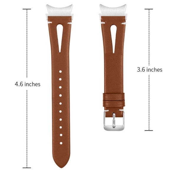 T-shape hollow out genuine leather watch strap for Samsung Galax Brown
