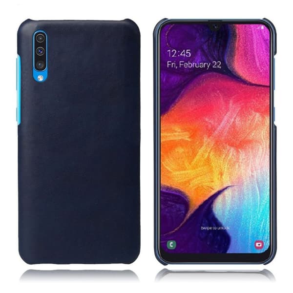 Crazy Horse Samsung Galaxy A50 läderfodral - Mörkblå Blå