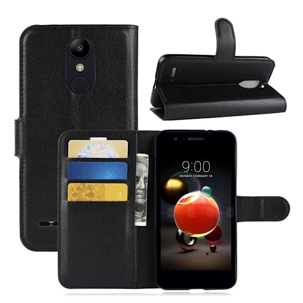 LG K8 (2018) mobilfodral syntetläder silikon stående plånbok - Svart Svart