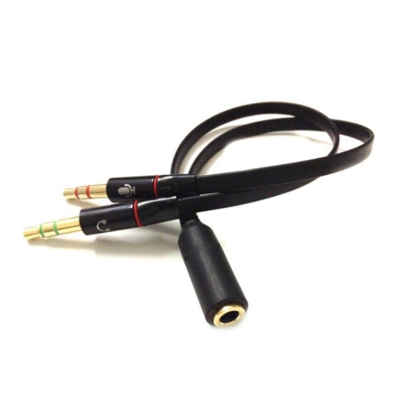 Universel 2stk 3.5mm hunstik til dobbelt 3.5mm hanstik (høretelefoner og mikrofon) Headphone Y Splitter kabel Black