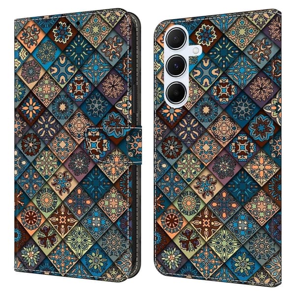 Samsung Galaxy A26 5G Plånboksfodral Mönster Tryck Stativ Läder Flip Telefonskal - Blå Blommor Blå