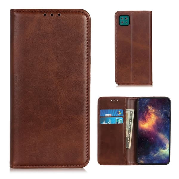Äkta läder Samsung Galaxy A22 5G fodral - Brun Brun