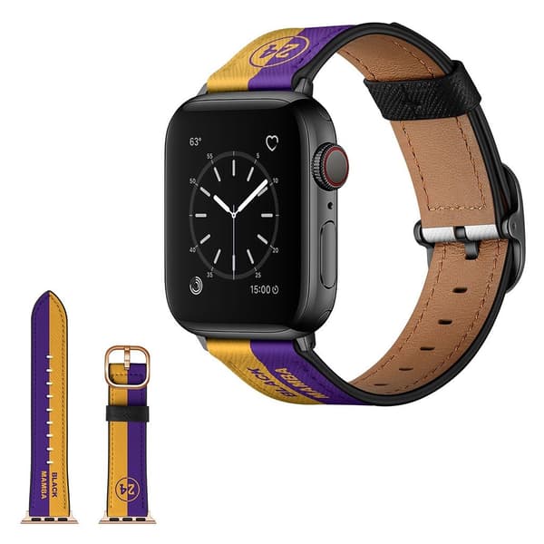 Apple Watch Series 6 / 5 44mm stilfuld læderurrem - Gul + Gul Multicolor
