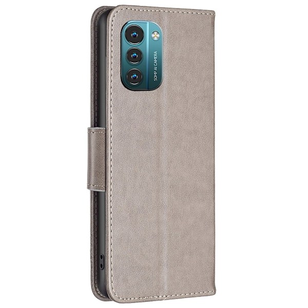 Butterfly Nokia G11 / Nokia G21 nahkakotelo - Harmaa Silver grey