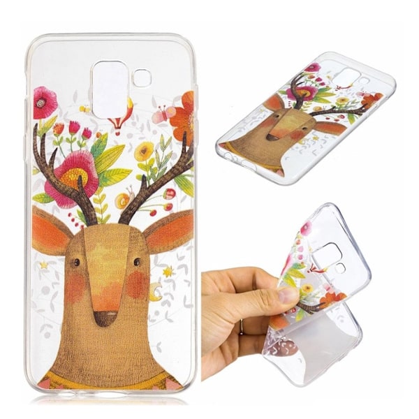 Samsung Galaxy J6 (2018) mobiletui i silikone med printede kvalitets mønster - Farverig elg Multicolor