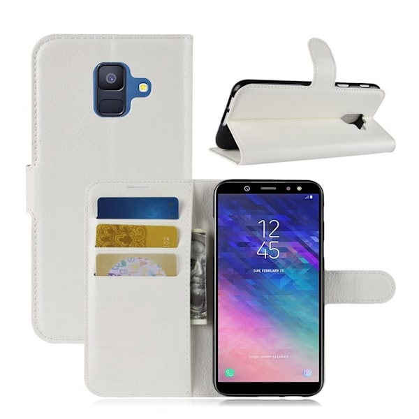 Samsung Galaxy A6 Liitsihedelmän Jyvä PU Nahka Lompakko Kuori - Valkoinen White