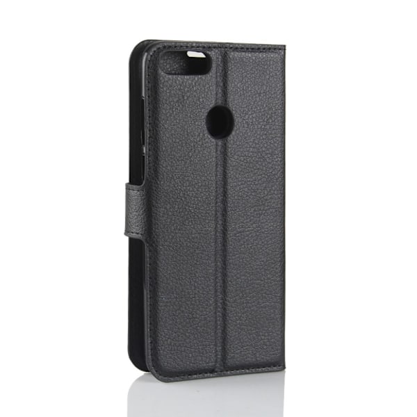 Huawei P Smart etui i læder med kortholder - Sort Black