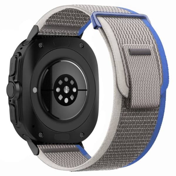Samsung Galaxy Watch Ultra 47mm Nylon Watch Band Justerbar Loop Fastener Strap - Blå + Grå Silver grey