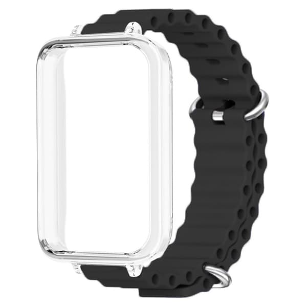 Honor band 9 Urrem Ocean Silicone Strap med gennemsigtig kasse - Sort Black
