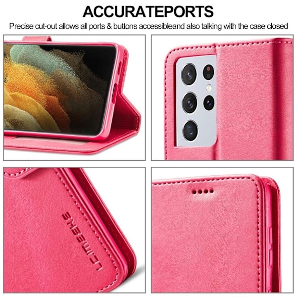 LC.IMEEKE Samsung Galaxy S21 Ultra 5G flip case - Ruusu Pink