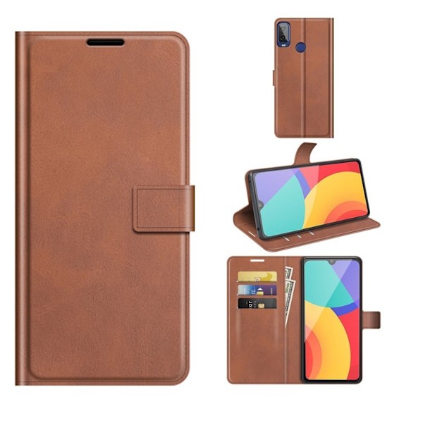 Wallet-style Læder Etui til Alcatel 1l (2021) - Kaffe Brown