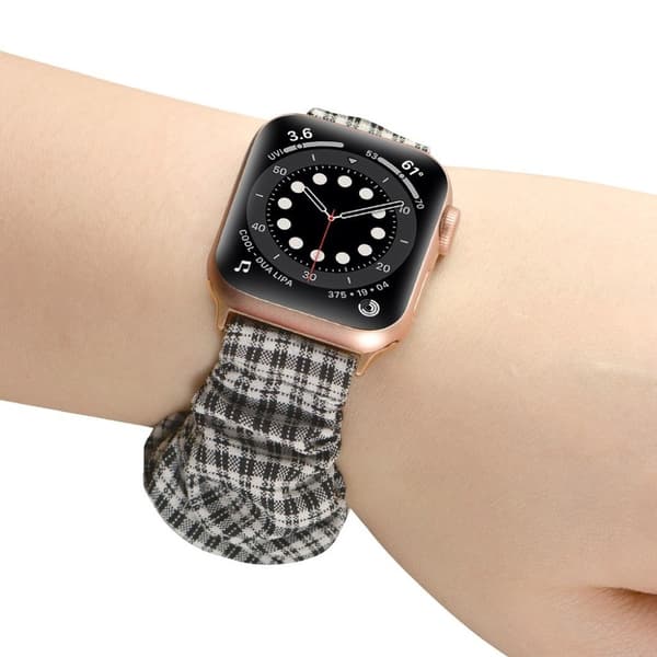 Apple Watch 40 mm elastisk klokkerem i hårbåndstil - Kaffe Rutete / Størrelse: S Black