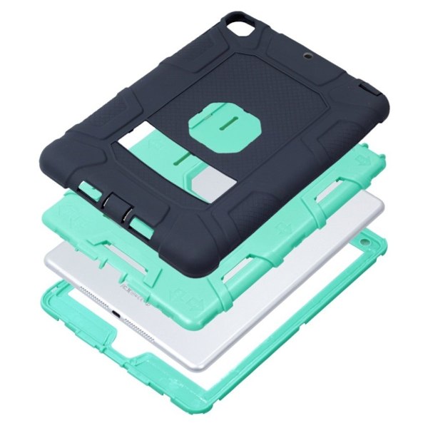 iPad (2018) armor defender silikone etui - Cyan / Sort Blue