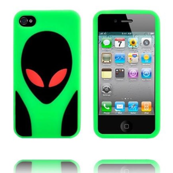 Alien Invasion (Grön) iPhone 4S Silikonskal Grön