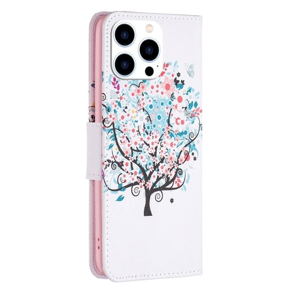 Wonderland iPhone 15 Pro Flippetui - Blomst Tre Pink