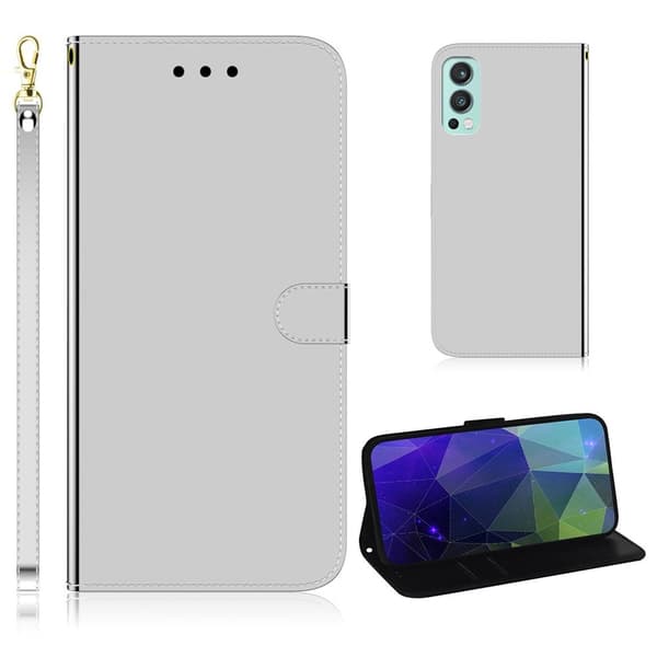 Mirror OnePlus Nord 2 5G Läppäkotelo - Hopea Silver grey