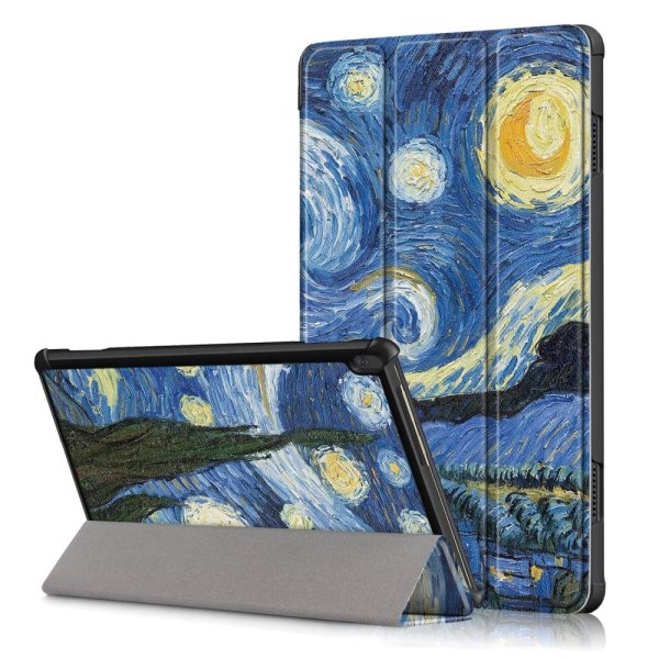 Lenovo Tab M10 tri-fold pattern leather case - Night Sky Blå