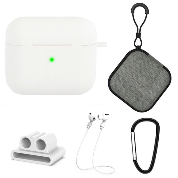 5 Pcs AirPods 3 silicone case with accessories - White White