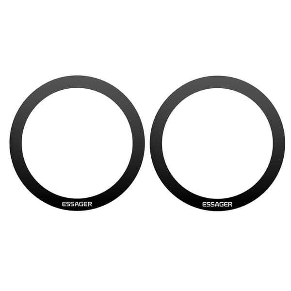 ESSAGER Selvklæbende ring i rustfrit stål Telefonadapterring Magnetisk trådløs oplader Black