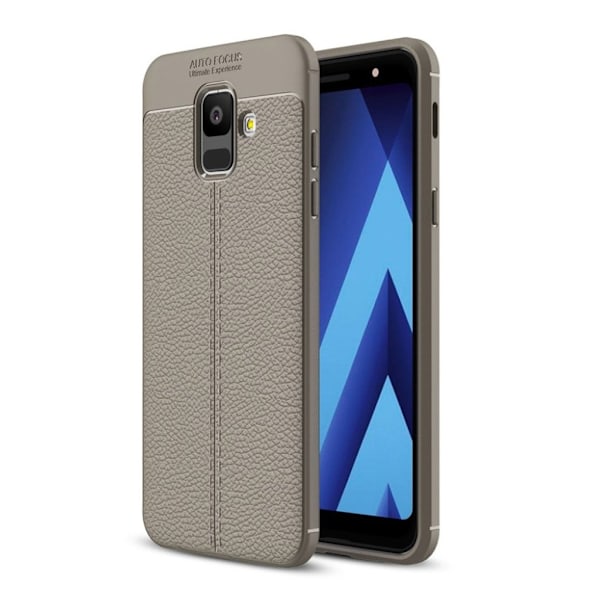 Samsung Galaxy A6 (2018) mobilskal TPU material skyddande mjuk böjbar litchi textur - Grå Silvergrå