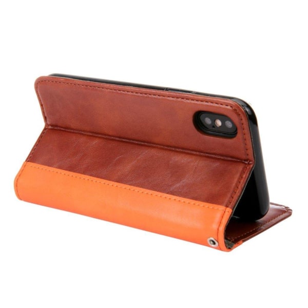 iPhone XS mobilfodral syntetläder silikon och stående plånbok - Brun