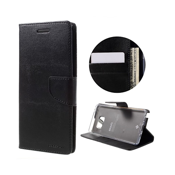 Mercury Goospery læder-etui med kortholder til Samsung Galaxy Note7 - Sort Black