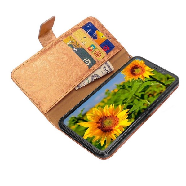 iPhone 9 mobilfodral syntetläder silikon stående plånbok timglas Orange