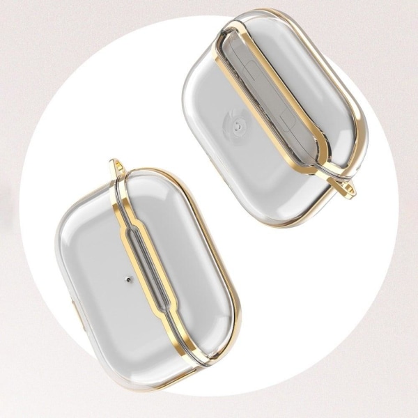 AirPods Pro 2 transparent case with carabiner - Transparent Gold Guld