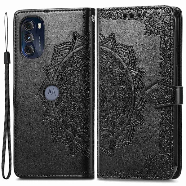 Mandala läder Motorola Moto G (2022) fodral - Svart Svart