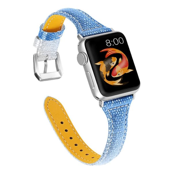 Apple Watch Series 5 40mm elegant ægte læder Urrem - Blå Blue