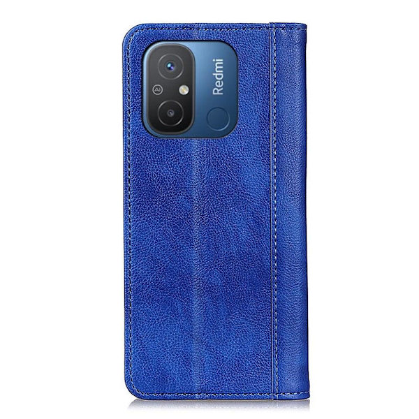 Äkta läder Xiaomi Redmi 12C / Xiaomi Redmi 11A fodral med magnetisk stängning Blå