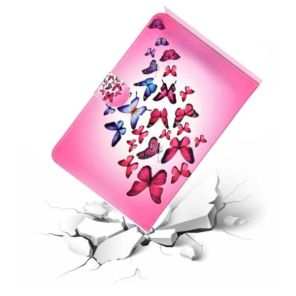 iPad 10.2 (2021) / Air (2019) coolt mönstrat flipfodral i läder - Vacker Fjäril Rosa