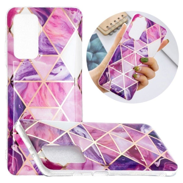 Marble Samsung Galaxy A72 5G Etui - Purple og Rose Diamanter Pink